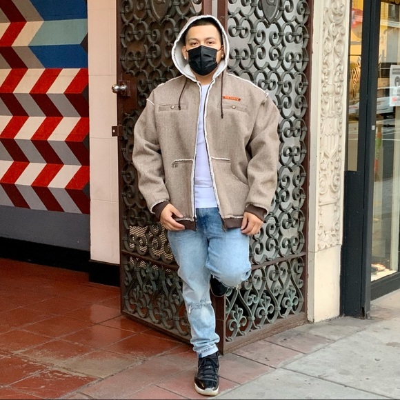 Men's Five Pointz Full Zip Hooded Sherpa Jacket - Picture 5 of 6